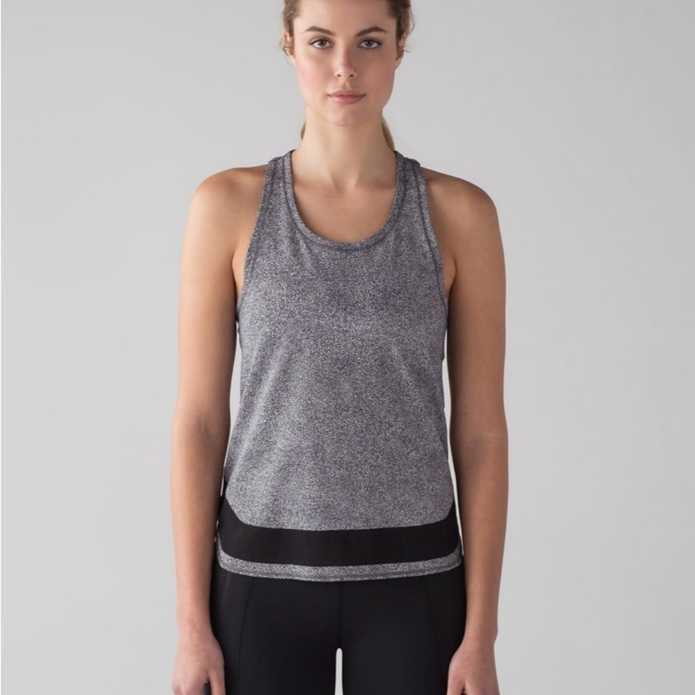 Lululemon Smooth Stride Tank (UV Protection) Sea Spray Alpine White Dark Chrome